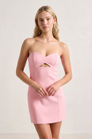 Pink Sweetheart Keyhole Sheath Satin Homecoming Dress (3) | SHEISME