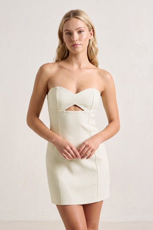 Ivory Sweetheart Keyhole Sheath Satin Homecoming Dress (3) | SHEISME