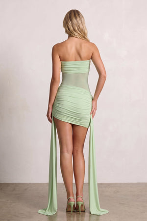 Green Sweetheart Sheath Pleated Mini Homecoming Dress With Ribbon | SHEISME