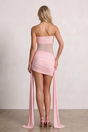 Pink Sweetheart Sheath Pleated Mini Homecoming Dress With Ribbon | SHEISME